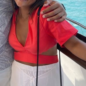 Zara Red Tie Crop Too XS